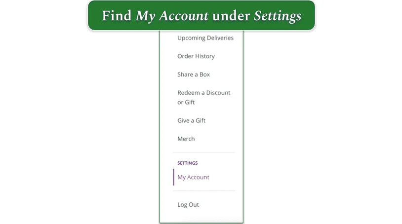 Purple Carrot's My Account feature