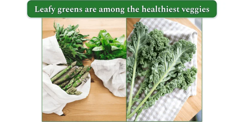 A collection of green vegetables including arugula, kale, and spinach