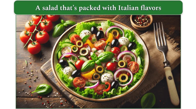 Bowl of salad with Italian-inspired ingredients