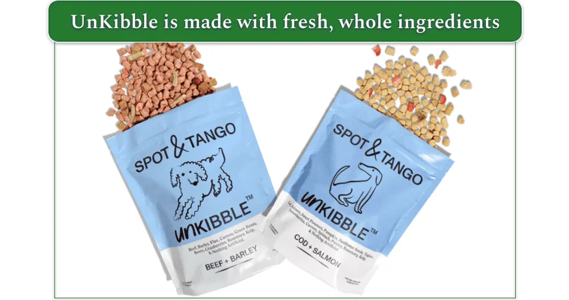 Image showing 2 open packs of Unkibble with the food visible