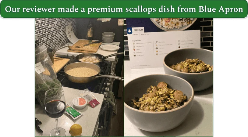 Blue Apron’s Seared Scallops and Garlic-Herb Risotto