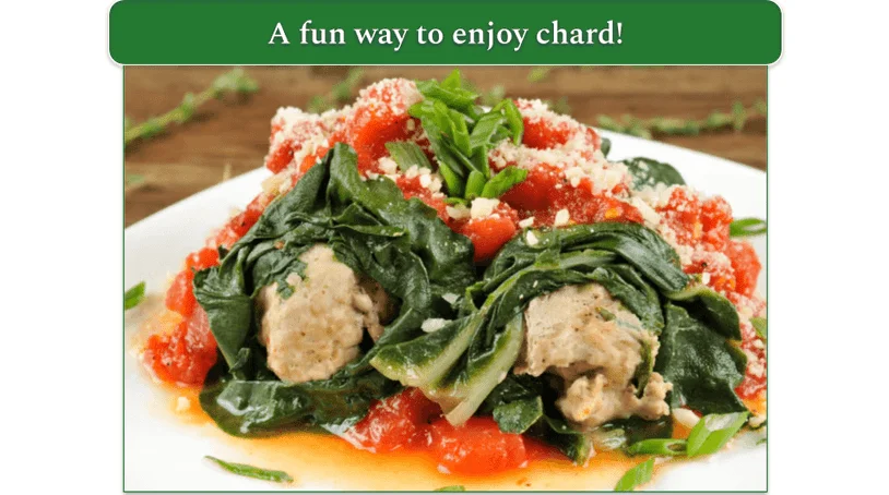 Home Chef's Turkey-Stuffed Swiss Chard dish