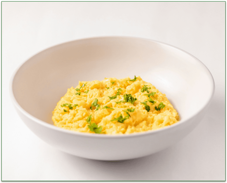 Scrambled eggs in a bowl