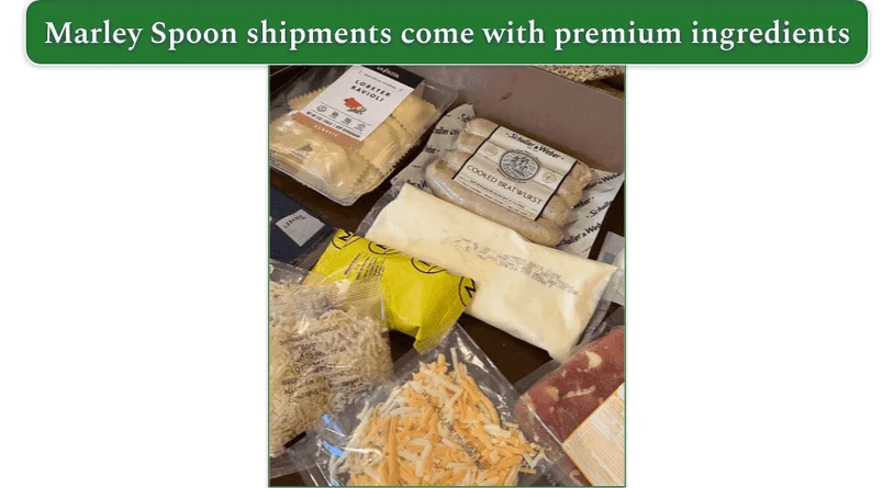 Some ingredients from a package from Marley Spoon