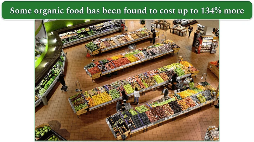 a photo of a grocery store, presumably selling organic items