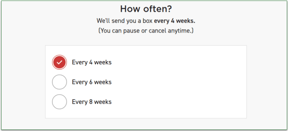 ButcherBox's delivery frequency