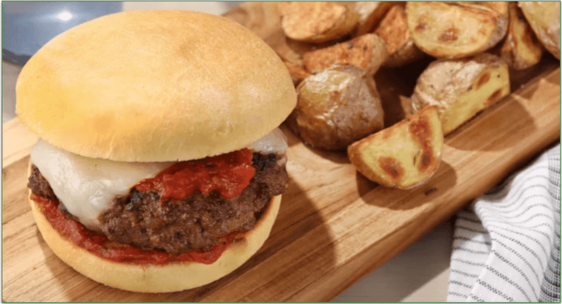 Home Chef's Spicy Italian-Style Cheeseburger with Roasted Potatoes