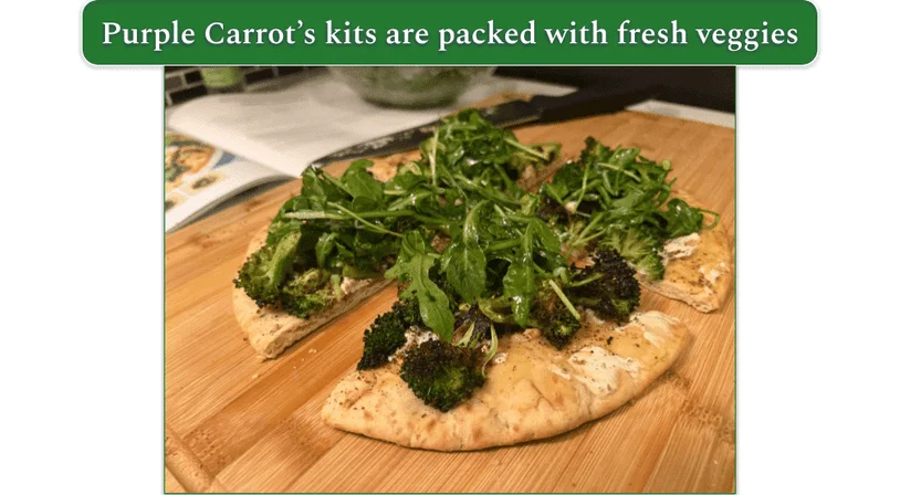 Purple Carrot’s Roasted Broccoli Flatbreads with Cashew Cheese & Arugula