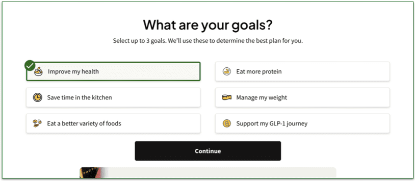 2: The first question asks about your food goals