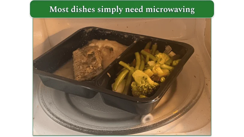 Diet-to-Go's Asian Steak dish being microwaved