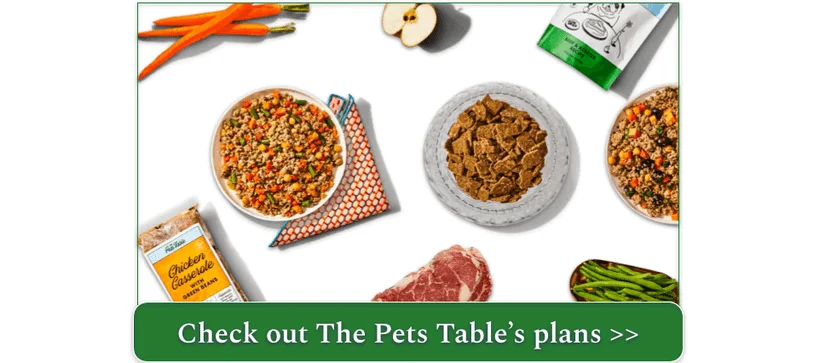 Screenshot of sample The Pets Table fresh and air-dried meals
