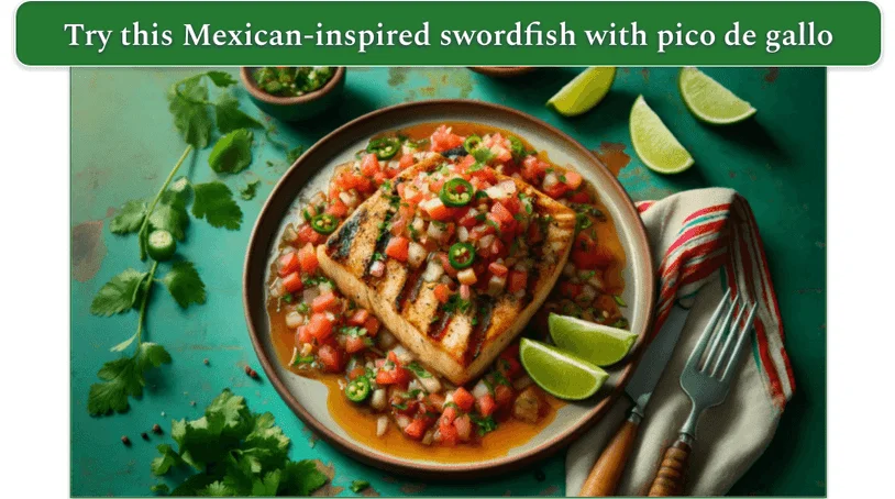 Mexican inspired swordfish with pico de gallo
