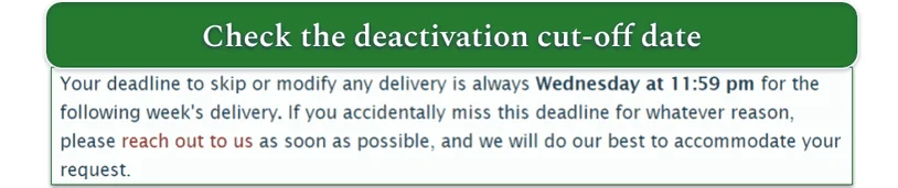 Gobble's deadline information screenshot
