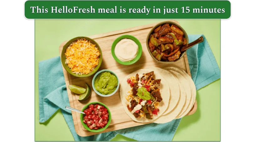 Image of HelloFresh's Sizzling Steak Taco Bar dish
