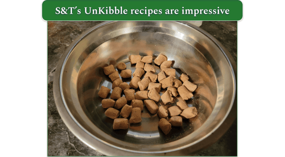 A serving of UnKibble in a bowl