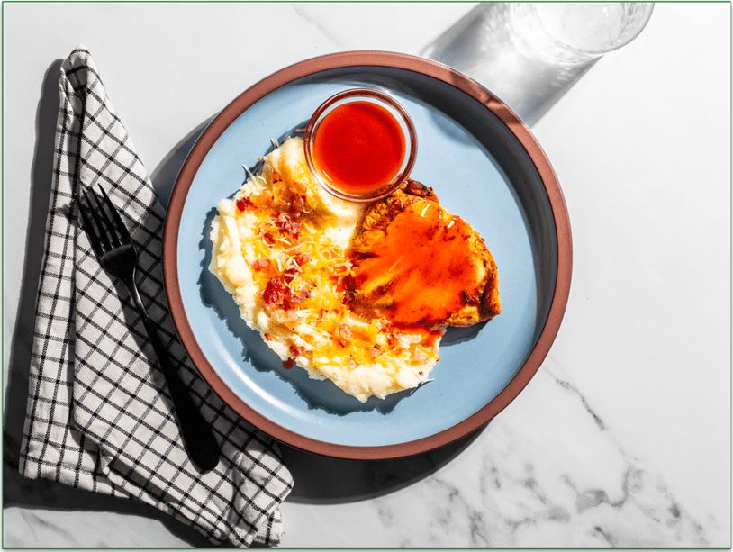 Eat Clean's Buffalo Chicken Breast with Loaded Yukon Mash
