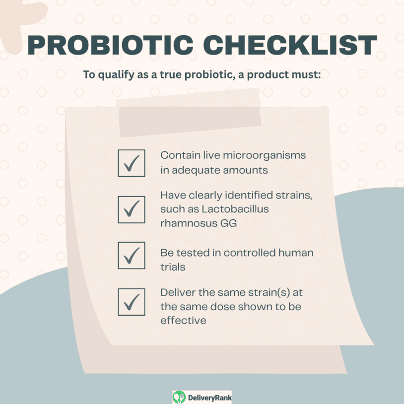 Infographic with a probiotic checklist