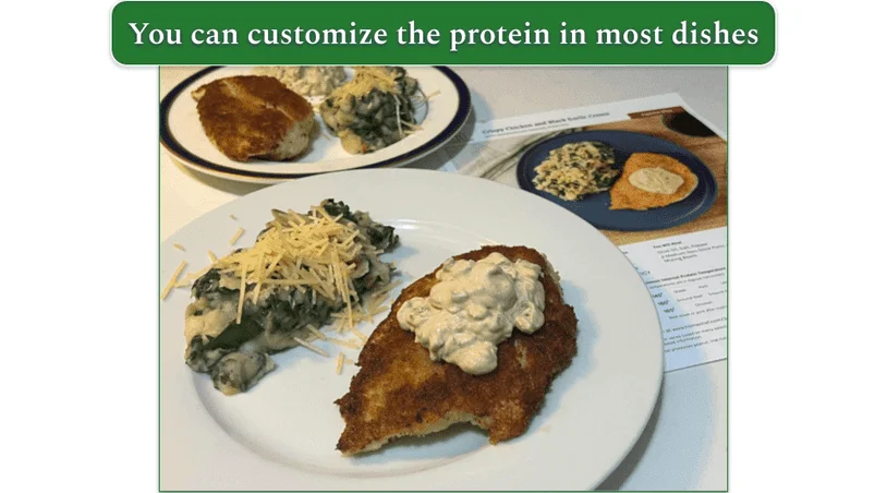 Our reviewers own image of the crispy chicken and black garlic crema