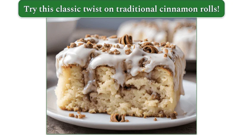 a plate of cinnamon rolls in cake form