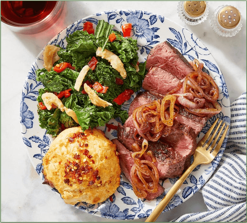 Blue Apron's Pan-Seared Steaks & Hot Honey Biscuits