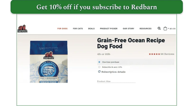 Redbarn subscription discount of 10%