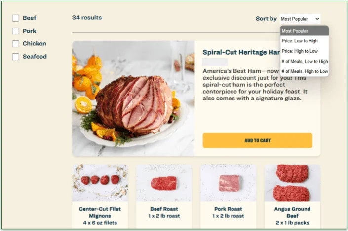 Good Ranchers' add-ons menu with filters and sorting drop-down menu