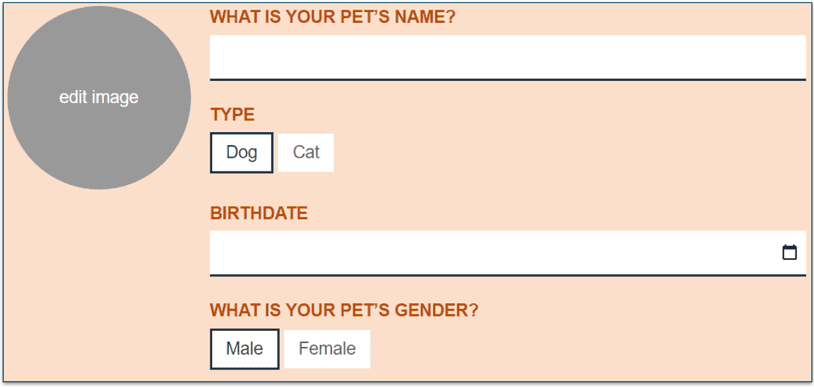 Editing pet's profile on Instinct