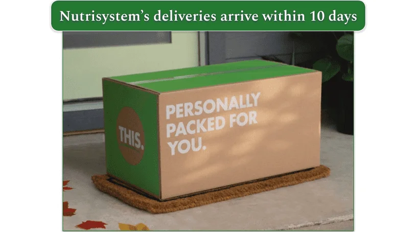 Image of a Nutrisystem delivery box on a front porch