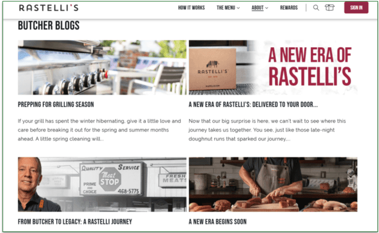 Screenshot of Rastelli's blog articles