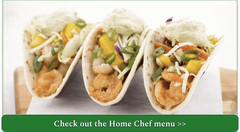 A shrimp taco dish that can be made with a Home Chef meal kit.