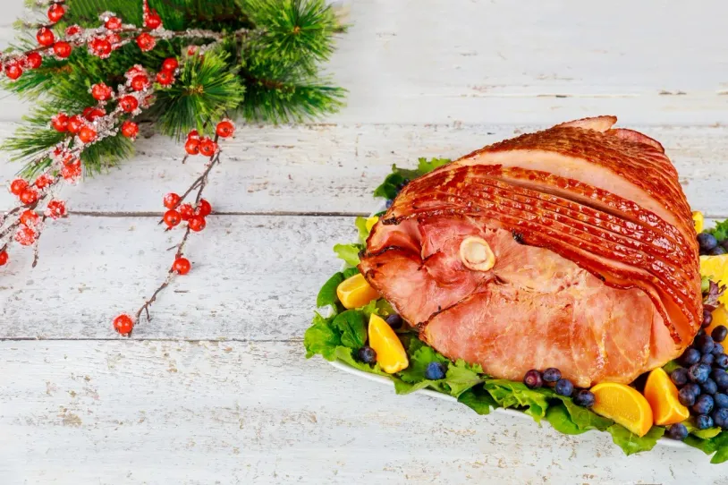 Roast gammon on the table