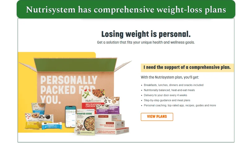 Screenshot Of Nutrisystem's structured plan details
