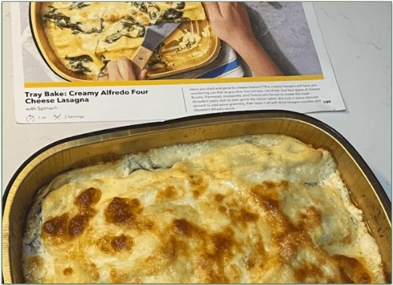 Marley Spoon's recipe of Spinach Lasagna with Alfredo Sauce, cooked at home