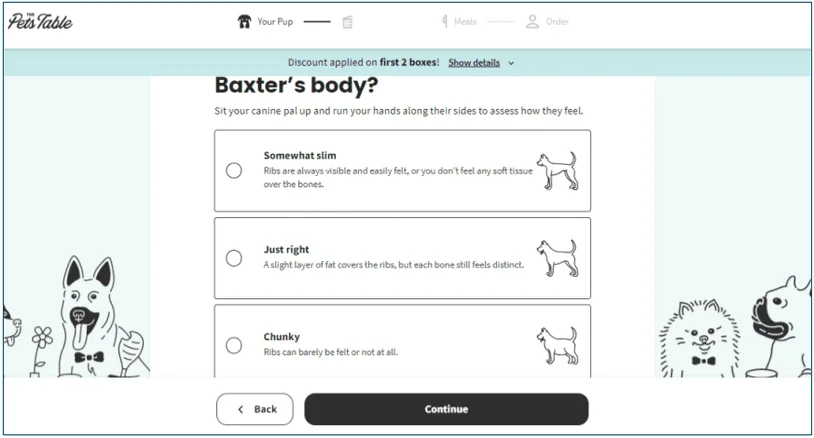 Question about body shape in the sign up quiz