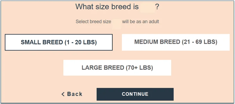 Instinct's Food Recommender questionnaire