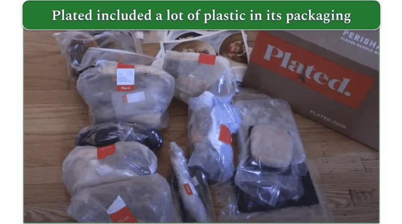 Plated's packaging included a lot of plastic