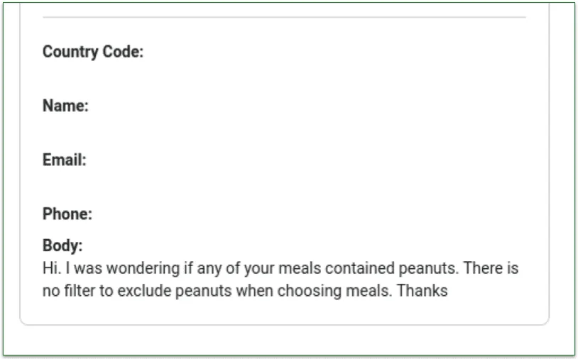 Email sent to ModifyHealth to ask about peanuts