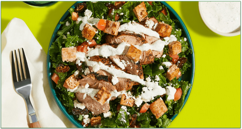 Green Chef's Greek inspired Gyro-Spiced Pork Tenderloin Kale Salad