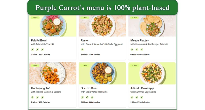 Screenshot of Purple Carrots menu