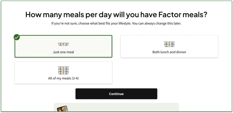 5. Fill out questions about how often you'll be eating