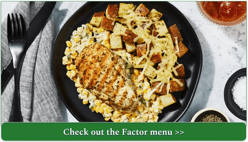Factor's Creamed Corn Chicken with Roasted White Cheddar Potatoes