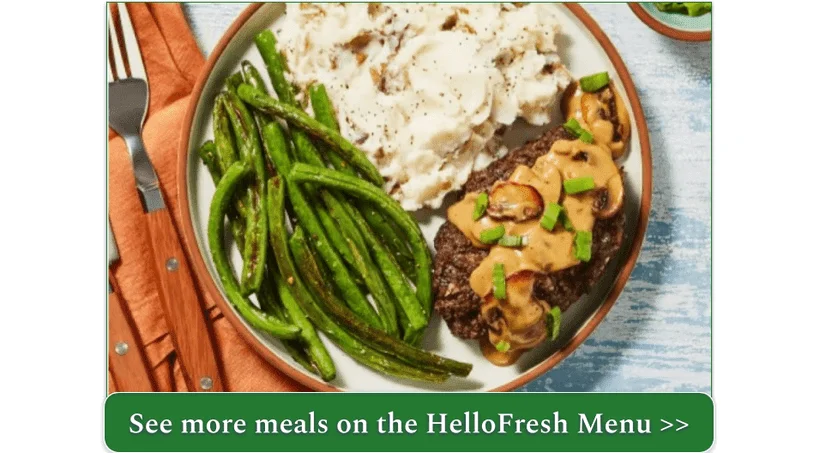 a screenshot of hellofresh's meatloaves with creamy mushroom sauce