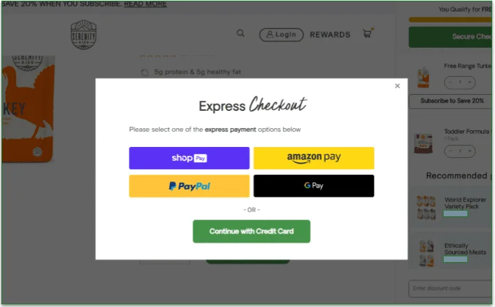 Payment options during signup