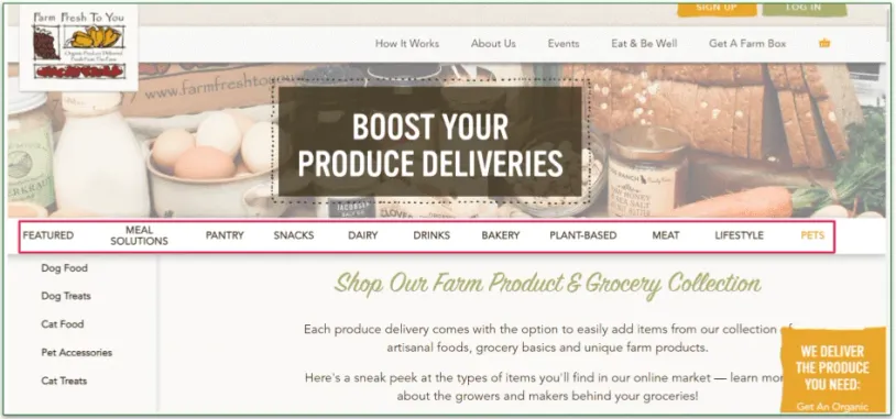 Farm Fresh to You's extra product categories