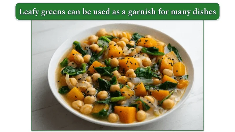 Chickpea stew with leafy green garnish