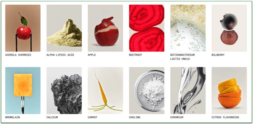 Just 12 of the 70+ ingredients for optimal absorption and nutrient density