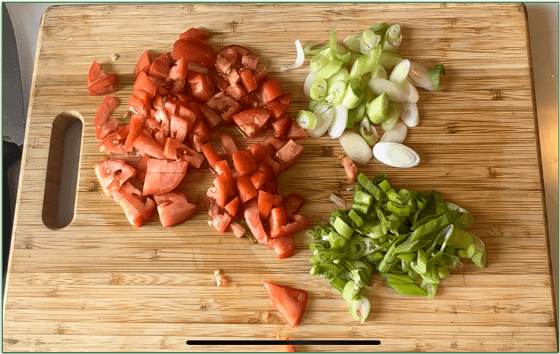 Chopped veg from a HelloFresh meal kit