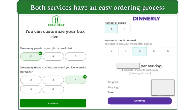 Plan size preferences for Home Chef and Dinnerly