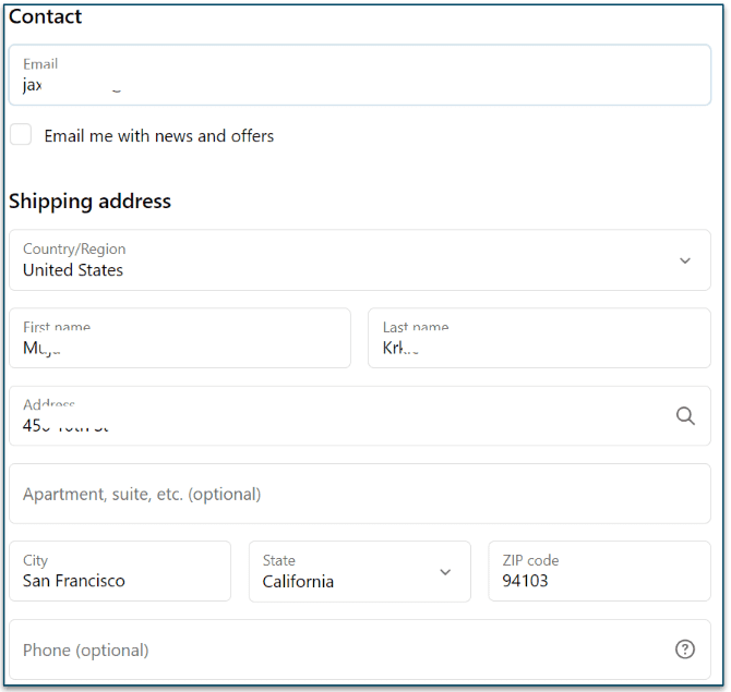 Delivery details on the Maev website