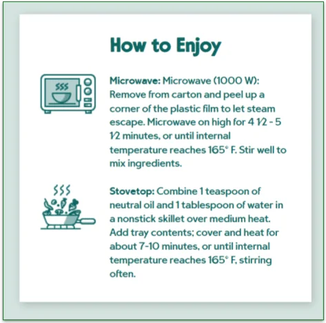 Mosaic Food's cooking instructions